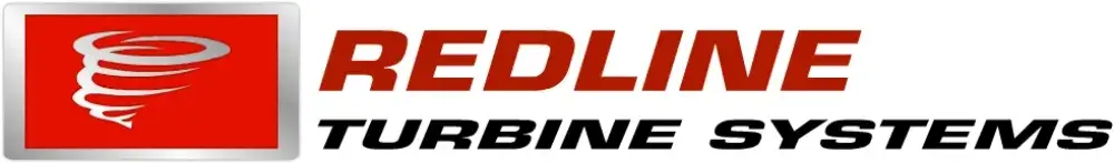A red and black logo for redline robinets